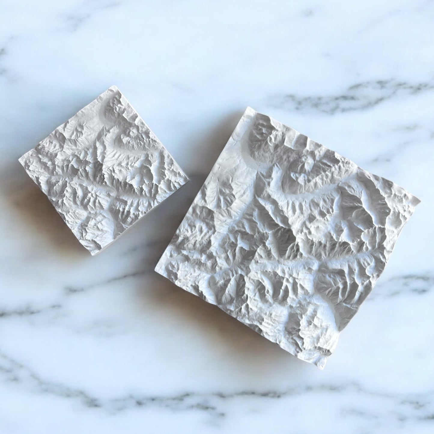 3D Map of Mont Blanc - Light-Colored Concrete Casting - Topography of the Chamonix Valley