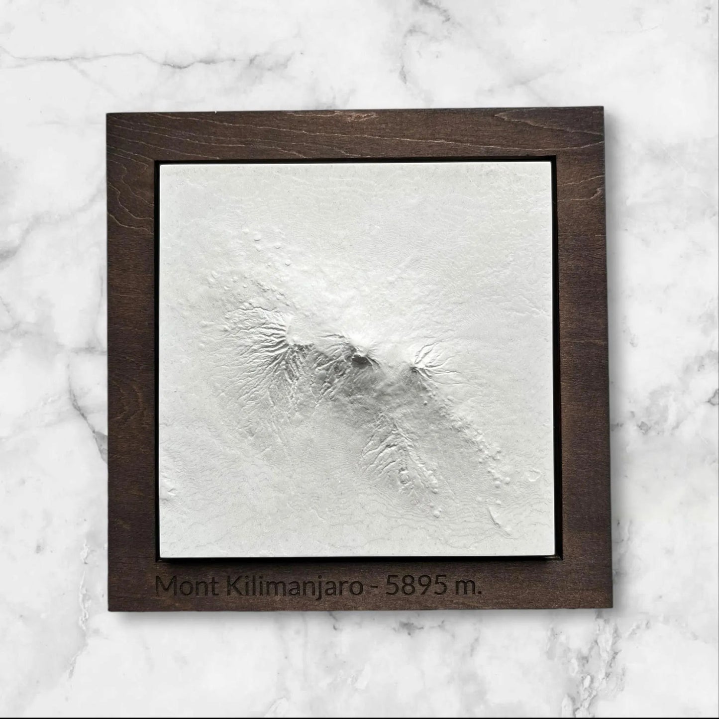Carte 3D du Mont Kilimanjaro - Moulage en Béton Clair - Topographie du Plus Haut Sommet d'Afrique - Sans Base en Bois - Sous les Toits de Paris