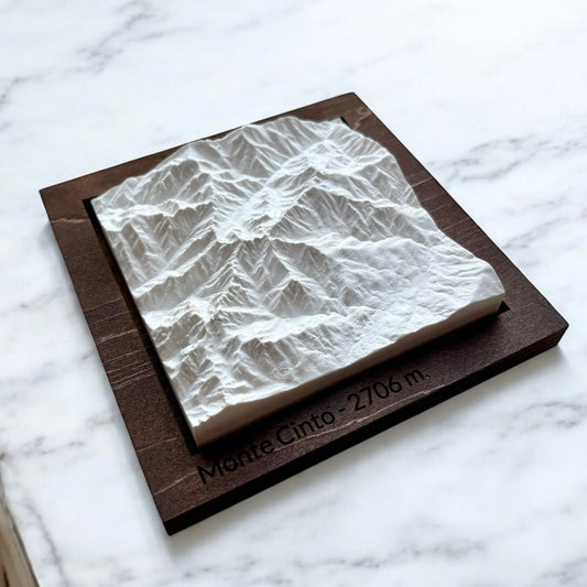 Carte 3D du Monte Cinto - Moulage en Béton Clair - Topographie du Plus Haut Sommet de Corse - Sans Base en Bois - Sous les Toits de Paris