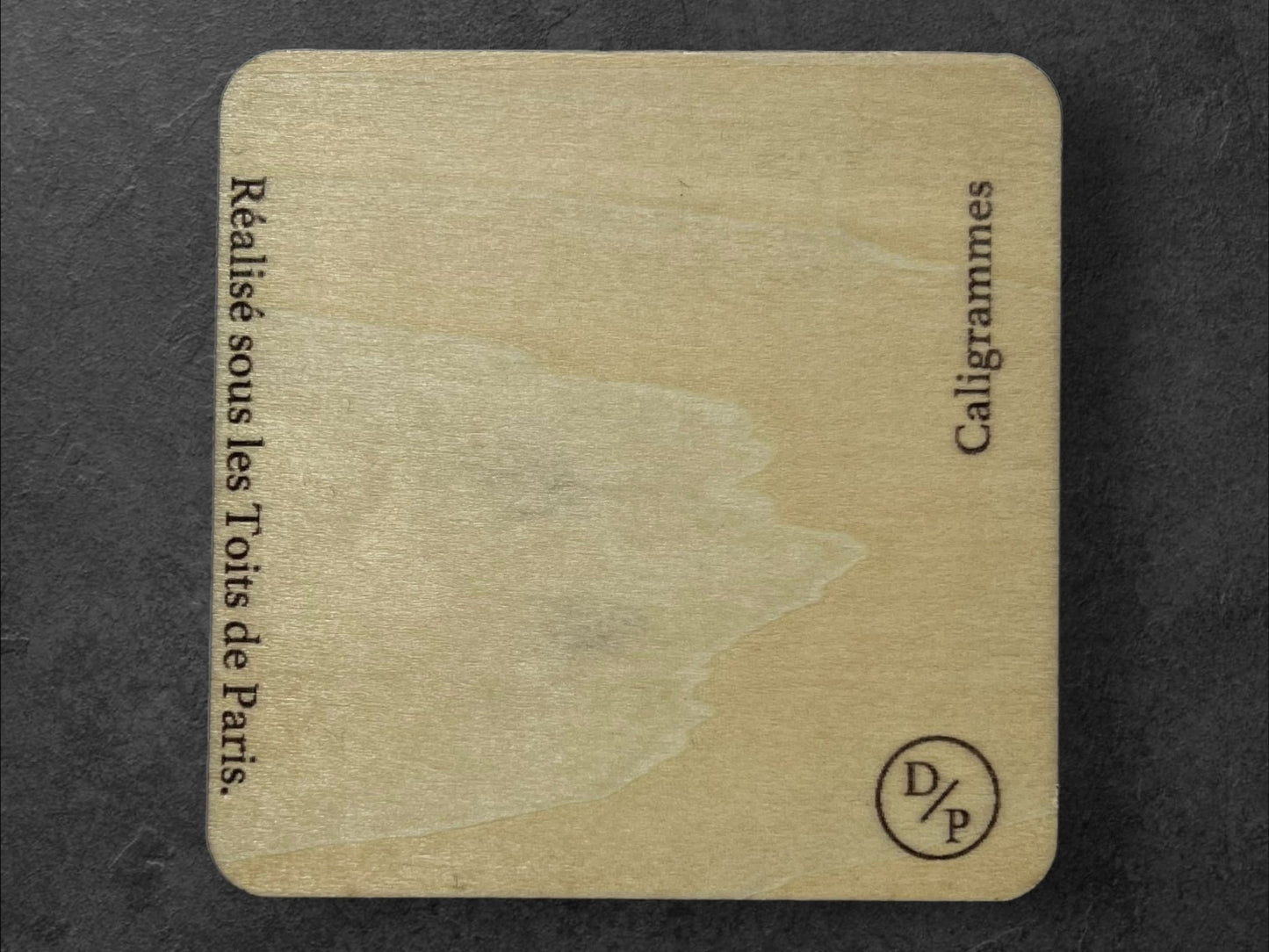 Sous Verres en Bois - Calligrammes de Guillaume Apollinaire - Crâne, Cheval, Portrait, Maison - Poésie en Image - Lot de 5 - Sous les Toits de Paris