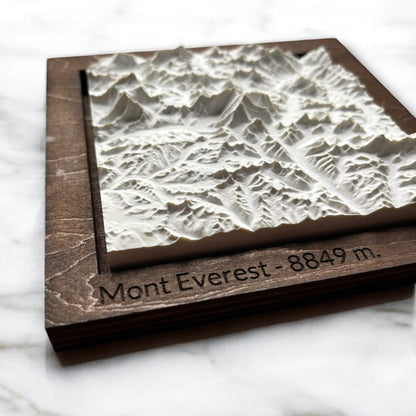 Mont Everest - Votre Carte en Relief Personnalisée - Sculpture en Béton (Europe, Monde) Sous les Toits de Paris