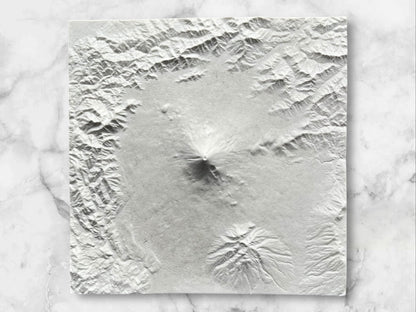 Carte 3D du Mont Fuji - Moulage en Béton Clair - Topographie du Japon - Sans Base en Bois - Sous les Toits de Paris