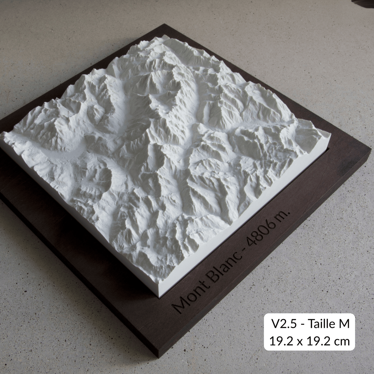 Carte en Relief du Mont Blanc - Topographie de la Vallée de Chamonix - Avec Base en Bois - Sous les Toits de Paris