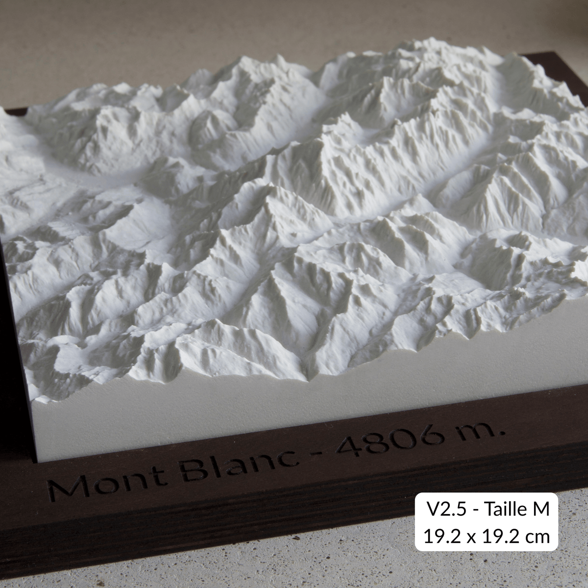 Carte en Relief du Mont Blanc - Topographie de la Vallée de Chamonix - Sans Base en Bois - Sous les Toits de Paris
