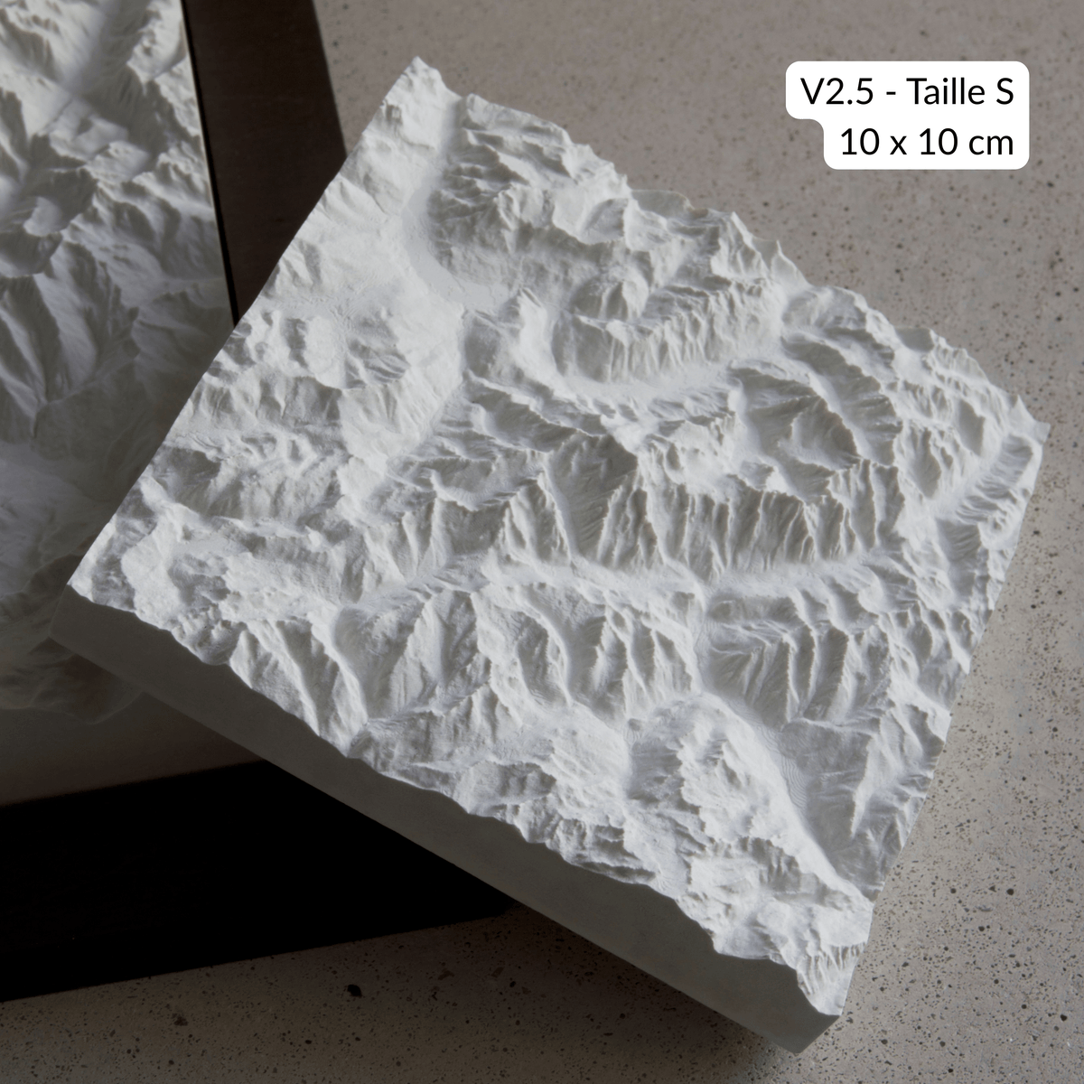 Carte en Relief du Mont Blanc - Topographie de la Vallée de Chamonix - Sans Base en Bois - Sous les Toits de Paris