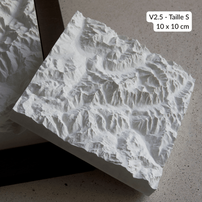 Carte en Relief du Mont Blanc - Topographie de la Vallée de Chamonix - Sans Base en Bois - Sous les Toits de Paris