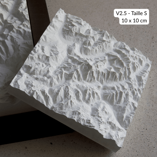 Carte en Relief du Mont Blanc - Topographie de la Vallée de Chamonix - Sans Base en Bois - Sous les Toits de Paris
