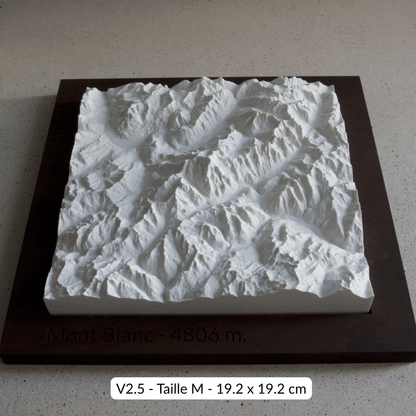 Carte en Relief du Mont Blanc - Topographie de la Vallée de Chamonix - Sans Base en Bois - Sous les Toits de Paris