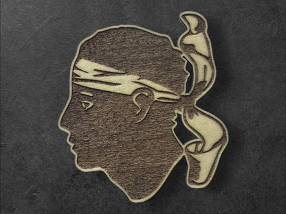 Magnet en Bois - Série Corse - Aimants pour Réfrigérateur en Bois / Magnets pour Frigo - Tête de Maure