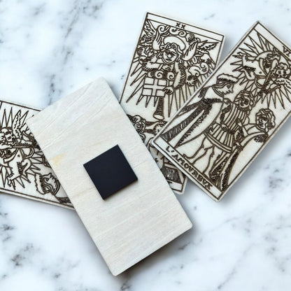 Magnets Cartes de Tarot - Aimant pour Réfrigérateur en Bois / Magnet pour Frigo - Lot de 3 - Sous les Toits de Paris