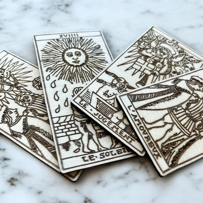 Magnets Cartes de Tarot - Aimant pour Réfrigérateur en Bois / Magnet pour Frigo - Lot de 3 - Sous les Toits de Paris