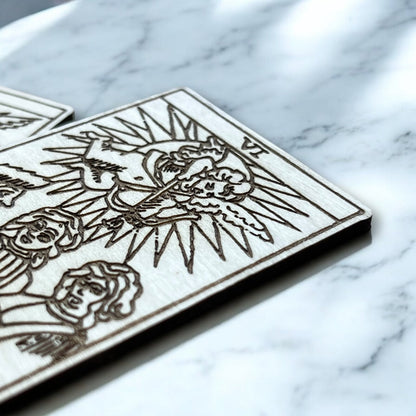 Magnets Cartes de Tarot - Aimant pour Réfrigérateur en Bois / Magnet pour Frigo - Lot de 3 - Sous les Toits de Paris