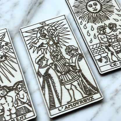 Magnets Cartes de Tarot - Aimant pour Réfrigérateur en Bois / Magnet pour Frigo - Lot de 3 - Sous les Toits de Paris