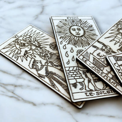 Magnets Cartes de Tarot - Aimant pour Réfrigérateur en Bois / Magnet pour Frigo - Lot de 3 - Sous les Toits de Paris