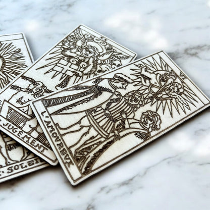 Magnets Cartes de Tarot - Aimant pour Réfrigérateur en Bois / Magnet pour Frigo - Lot de 3 - Sous les Toits de Paris