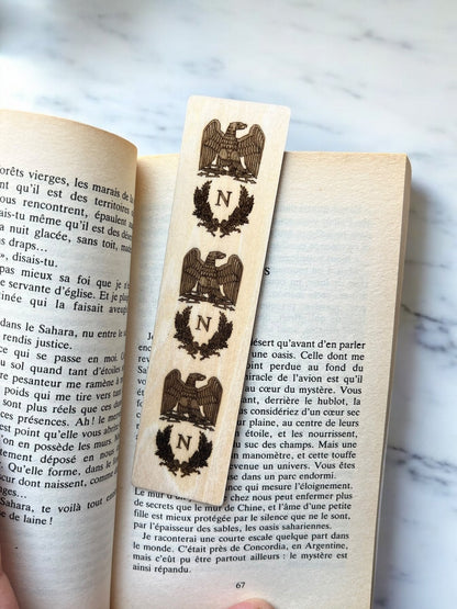 Marque-Pages en Bois - Napoléon Bonaparte, Signature, Premier Empire, Aigle et Abeille Impériale - Contreplaqué de Tilleul