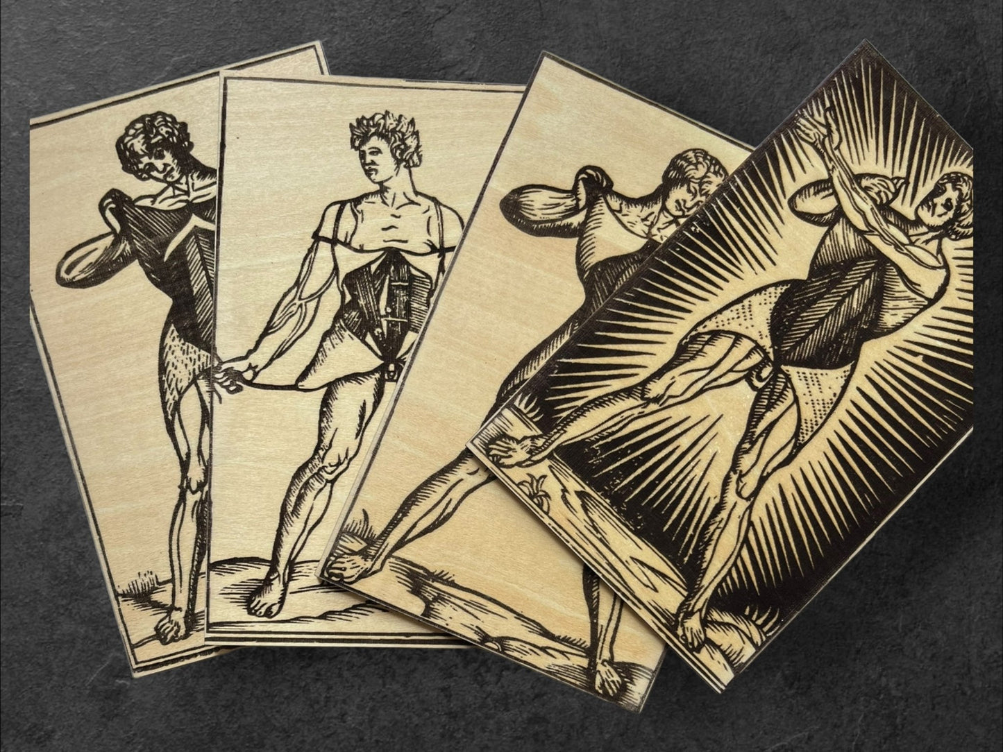 Planches Anatomiques - Panneau en Bois - Écorchés - André Vésale - Lot de 4 - Sous les Toits de Paris