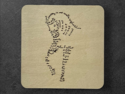 Sous Verres en Bois - Calligrammes de Guillaume Apollinaire - Crâne, Cheval, Portrait, Maison - Poésie en Image - Lot de 5 - Sous les Toits de Paris