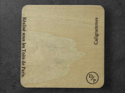 Sous Verres en Bois - Calligrammes de Guillaume Apollinaire - Crâne, Cheval, Portrait, Maison - Poésie en Image - Lot de 5 - Sous les Toits de Paris