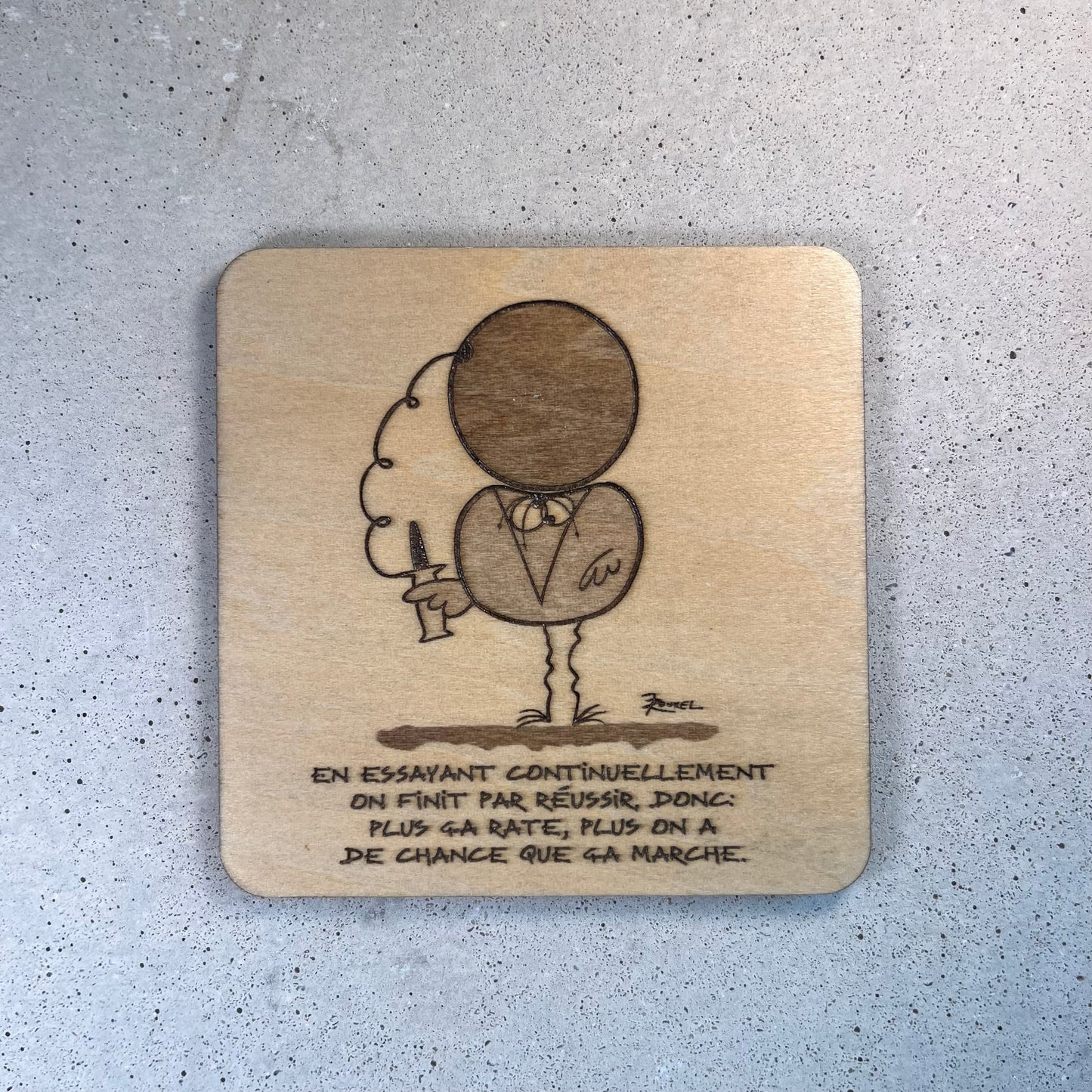 Sous - Verres en Bois - Dessins des Shadoks - Je Pompe Donc Je Suis - Modèle 2 - Sous les Toits de Paris