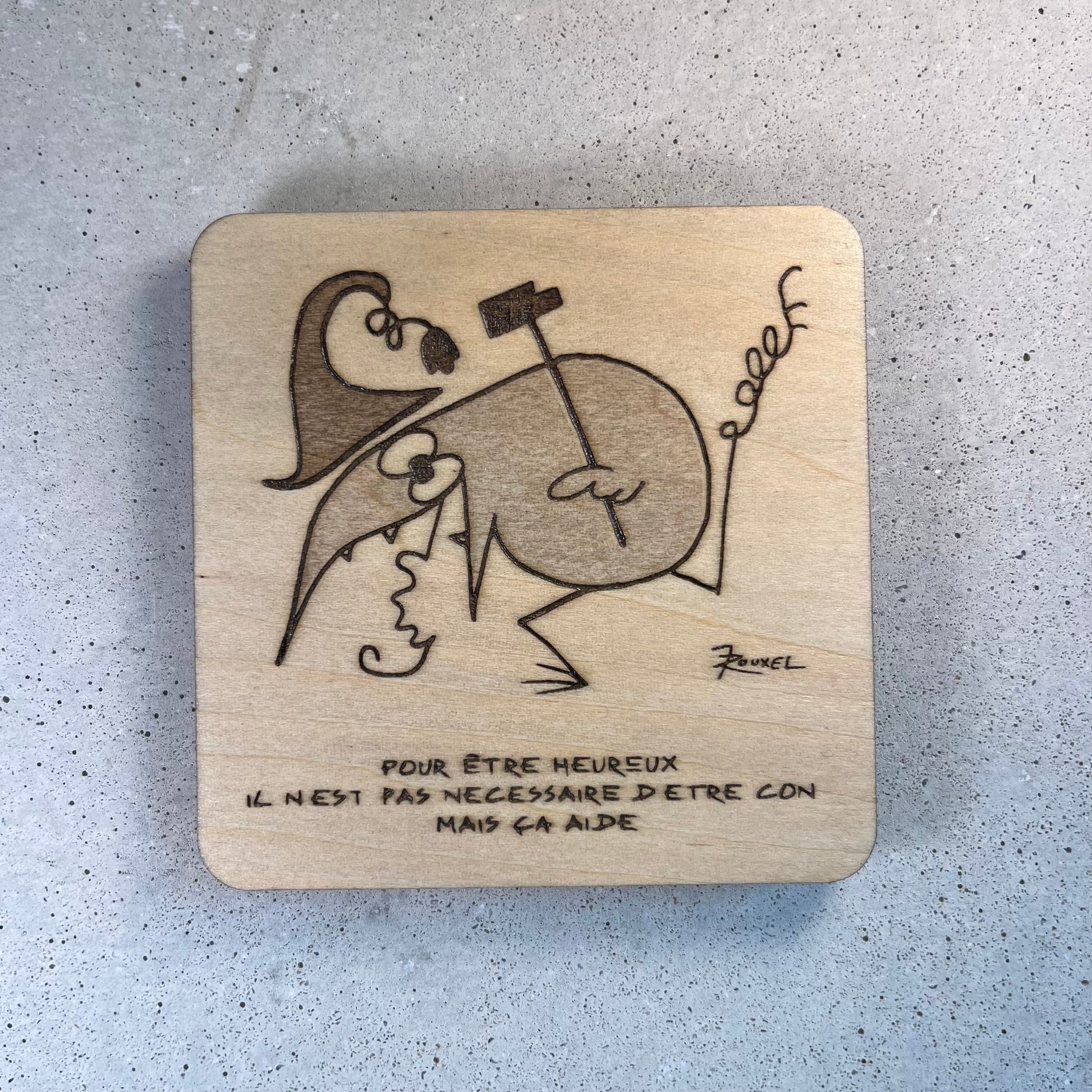 Sous - Verres en Bois - Dessins des Shadoks - Je Pompe Donc Je Suis - Modèle 2 - Sous les Toits de Paris